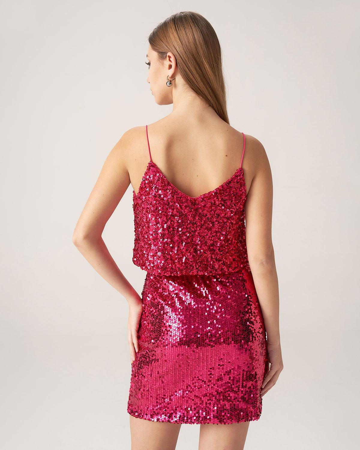 Bettydress-Red Sequin Cropped Cami Top Product Image