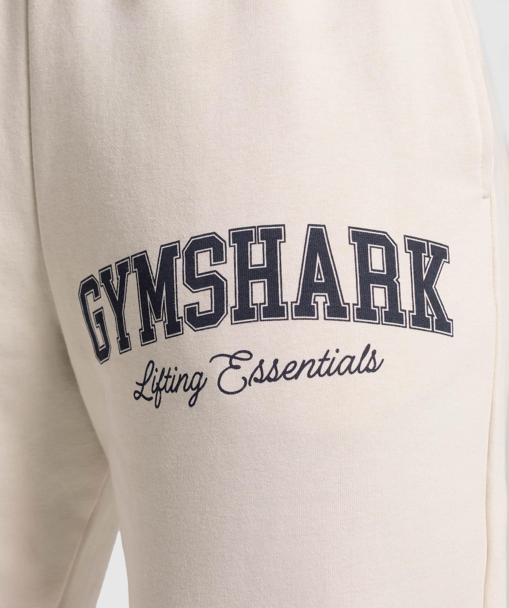 Gymshark Lifting Essentials Graphic Brushed Oversized Joggers - Oat White Female Product Image