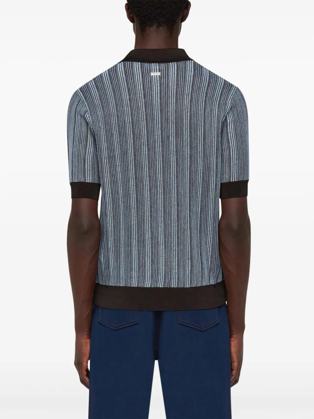 striped intarsia-knit polo shirt Product Image