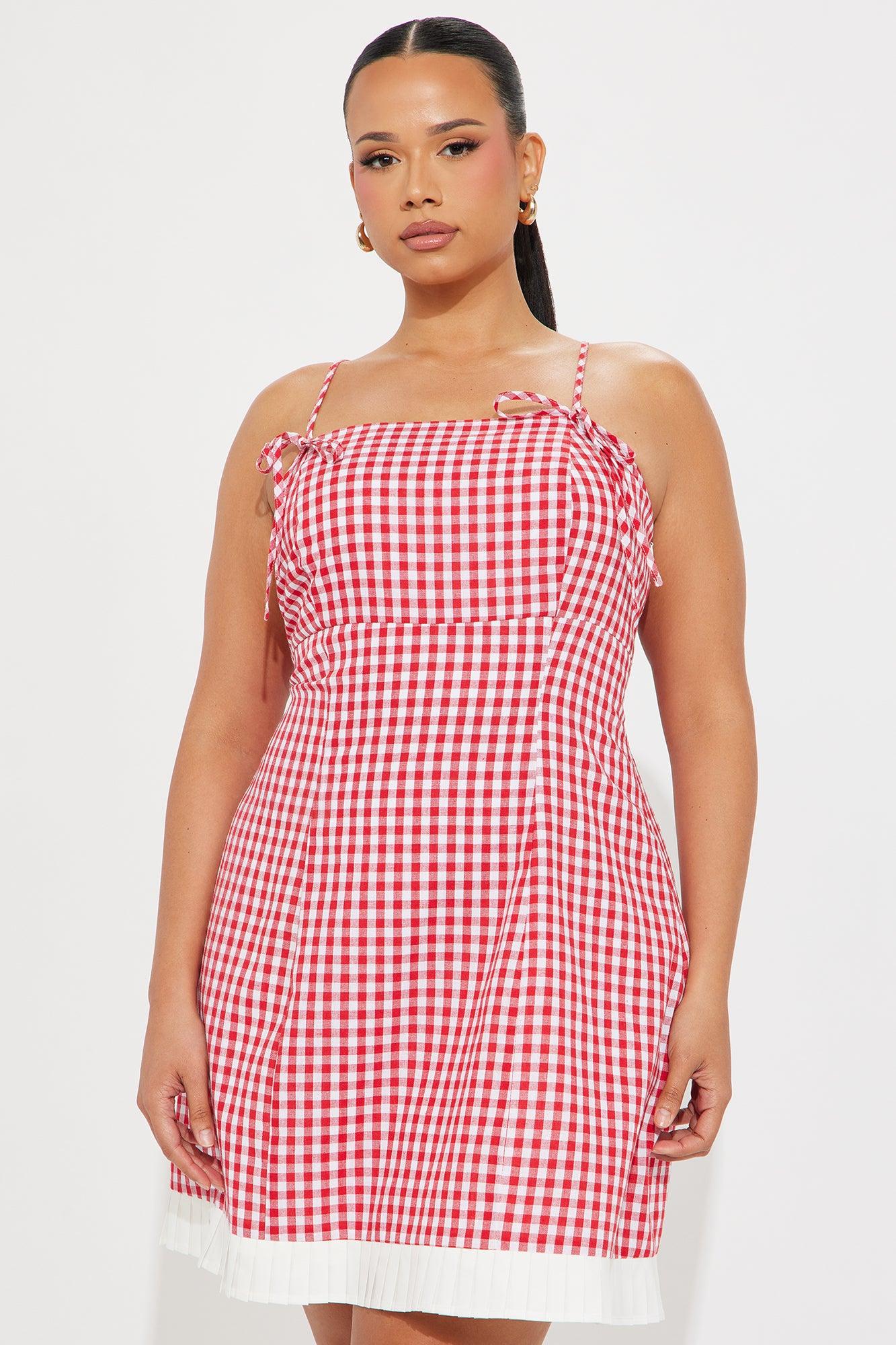 Gabby Gingham Mini Dress - Red/combo Product Image