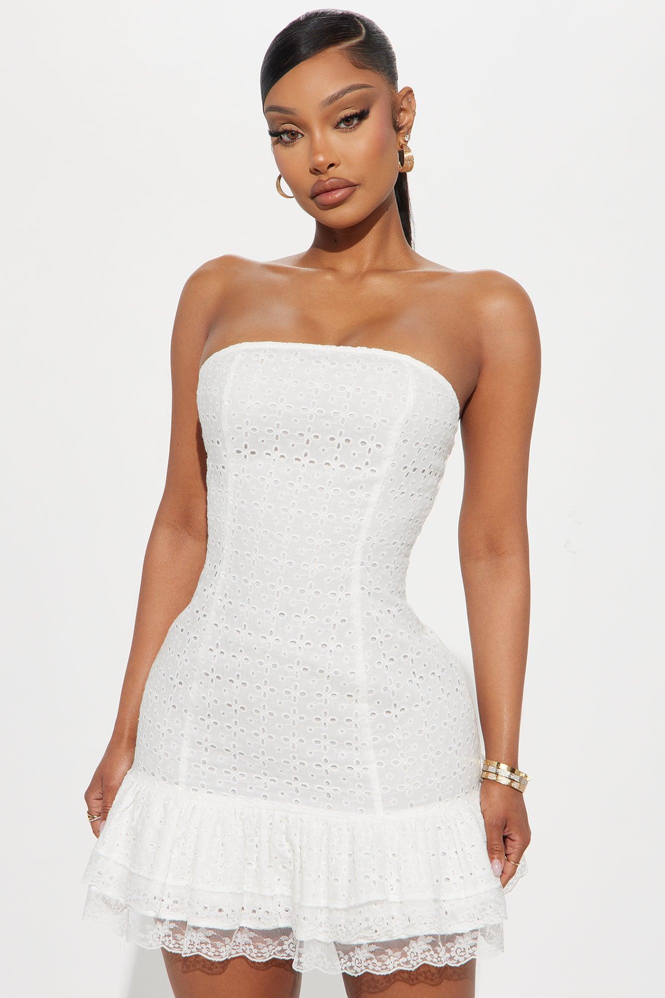 Marissa Eyelet Mini Dress - White Product Image