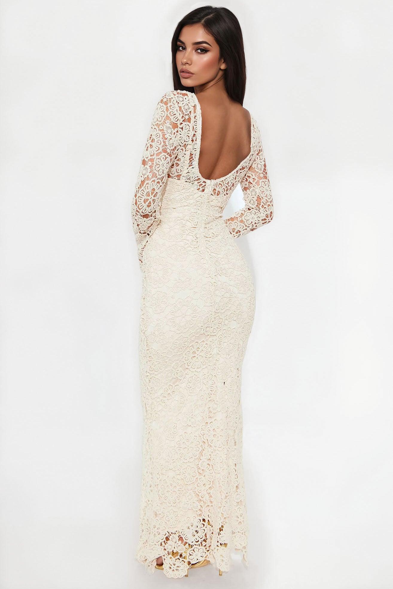 On The Shore Crochet Maxi Dress - Cream Female Product Image