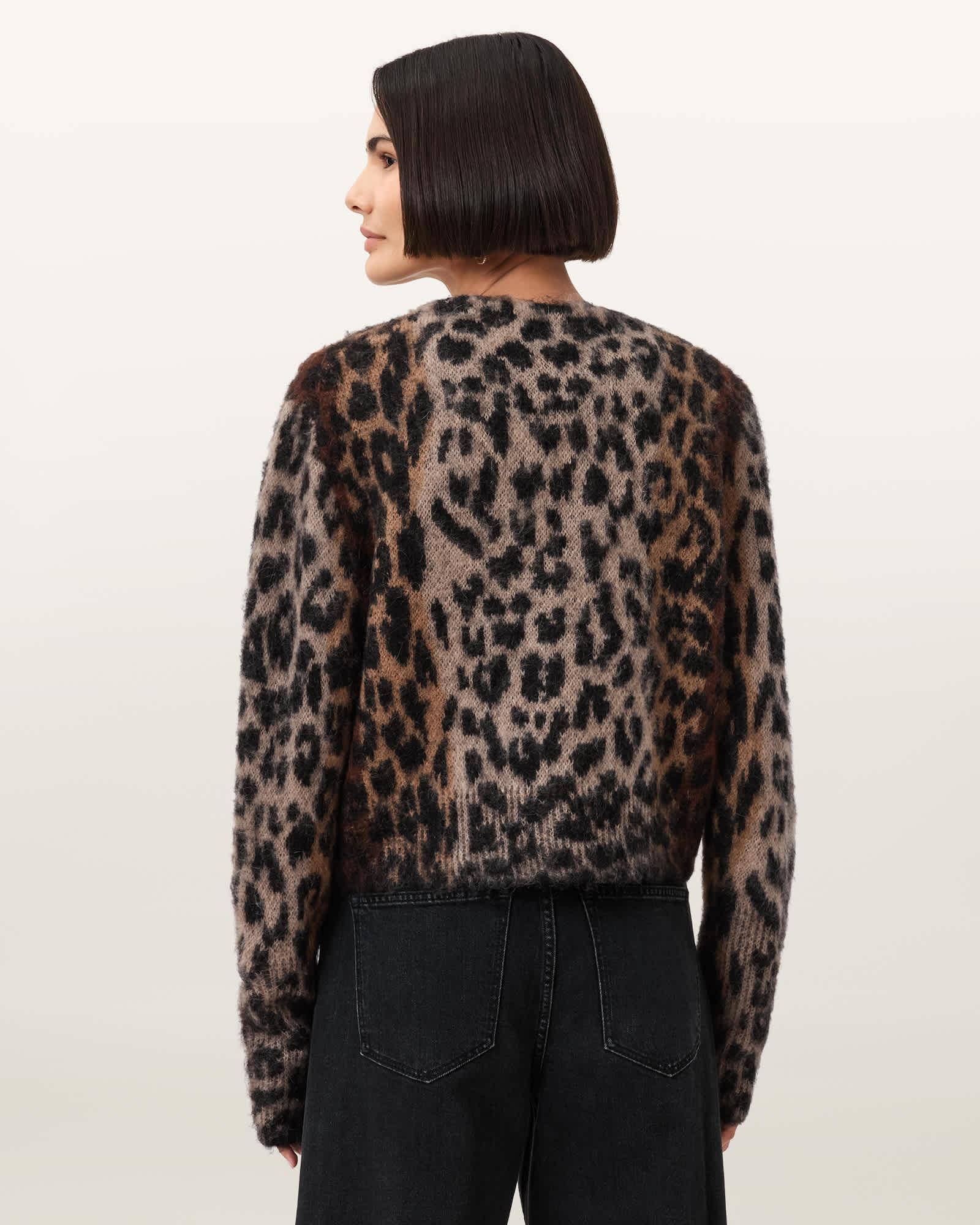 Wick Leopard Jacquard Cropped Cardigan Product Image