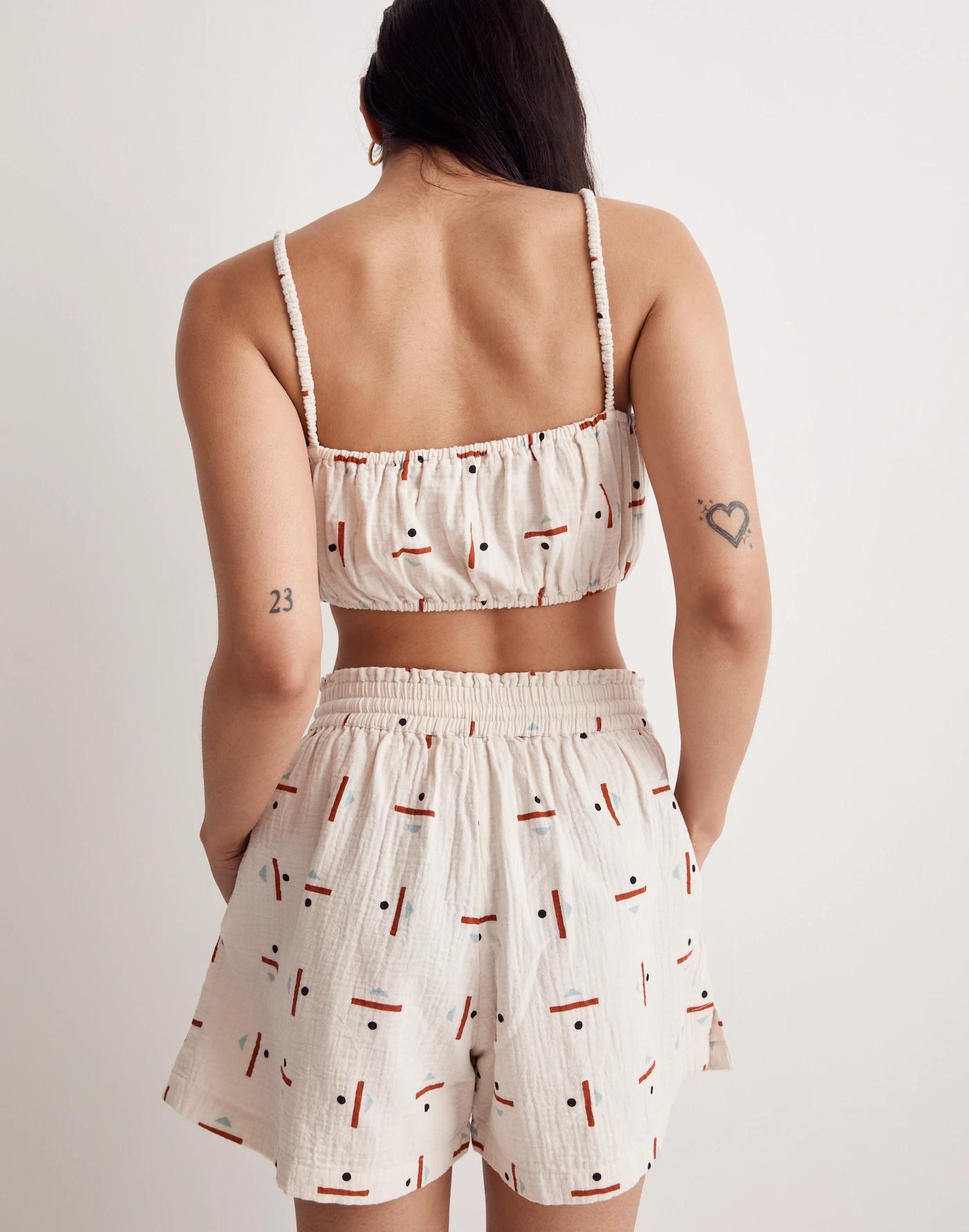 Madewell x Caroline Z Hurley Cover-Up Bubble Crop Top in Tridot Product Image