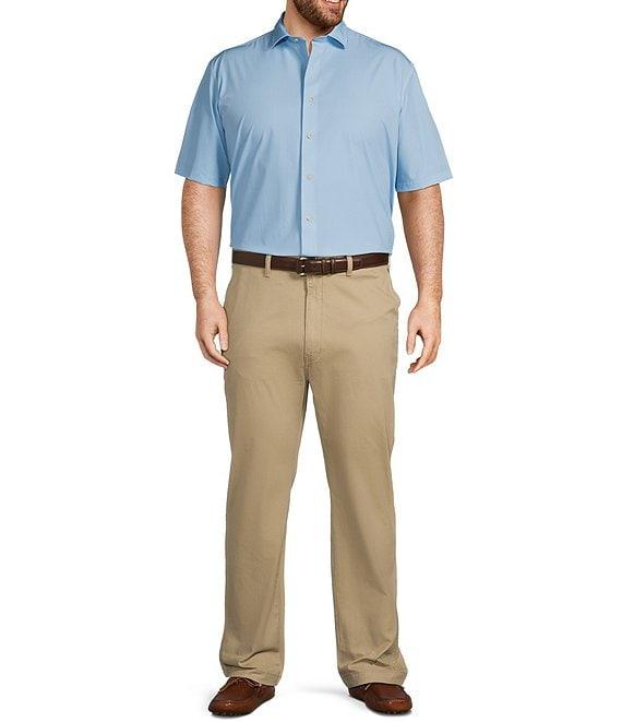 Johnnie-O Big & Tall Spielman Solid Stretch Knit Short Sleeve Woven Shirt Product Image