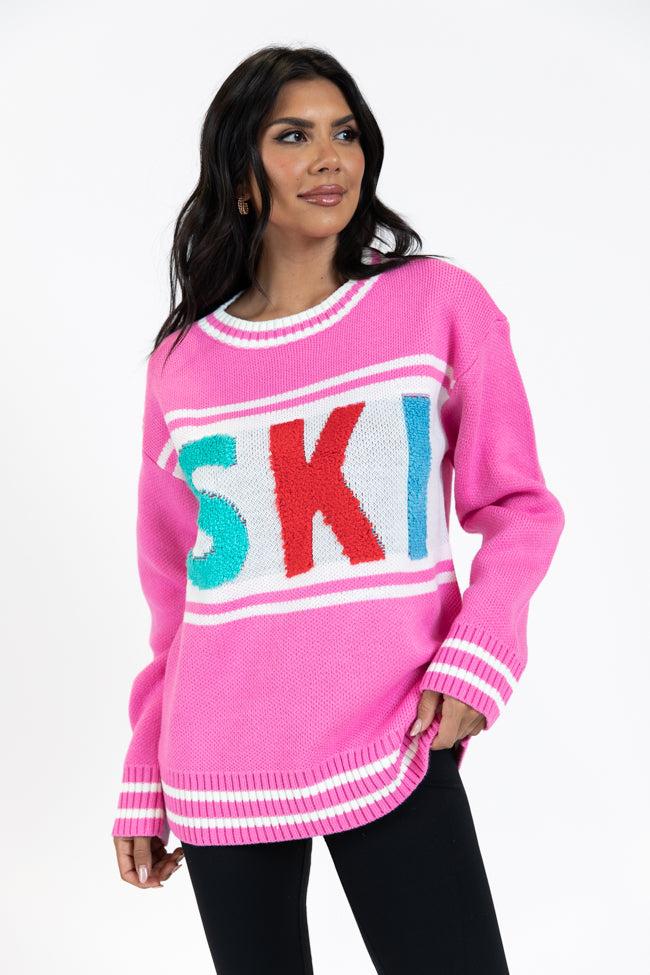 Varsity Ski Pink Sweater FINAL SALE Product Image