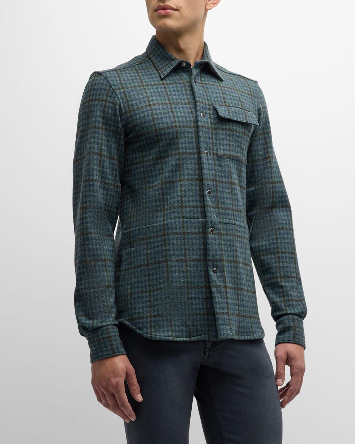 Men's Check Casual Button-Down Shirt Product Image