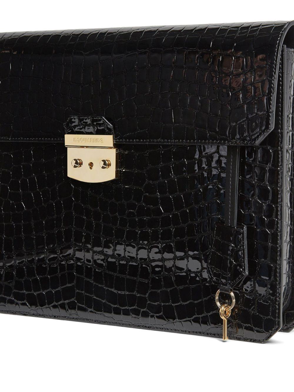 crocodile-embossed leather clutch bag Product Image