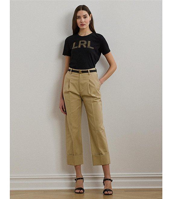 Lauren Ralph Lauren Petite Size Soft Jersey Cotton Crew Neck Short Sleeve Beaded Logo Tee Product Image