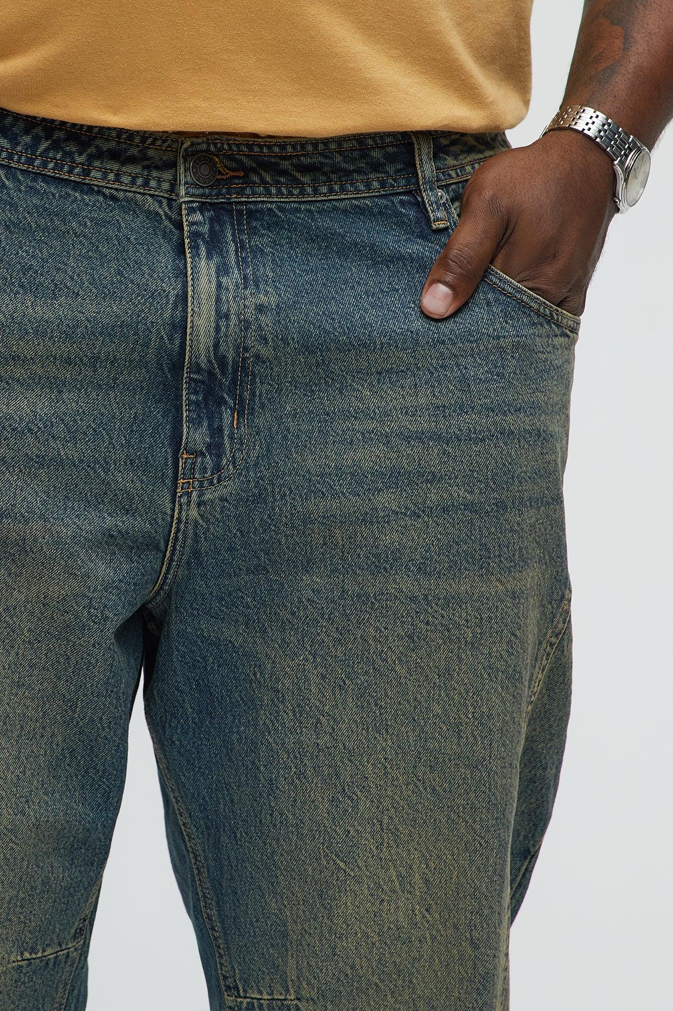 In The Middle Paneled Stacked Slim Flare Jeans - Vintage Blue Wash Male Product Image