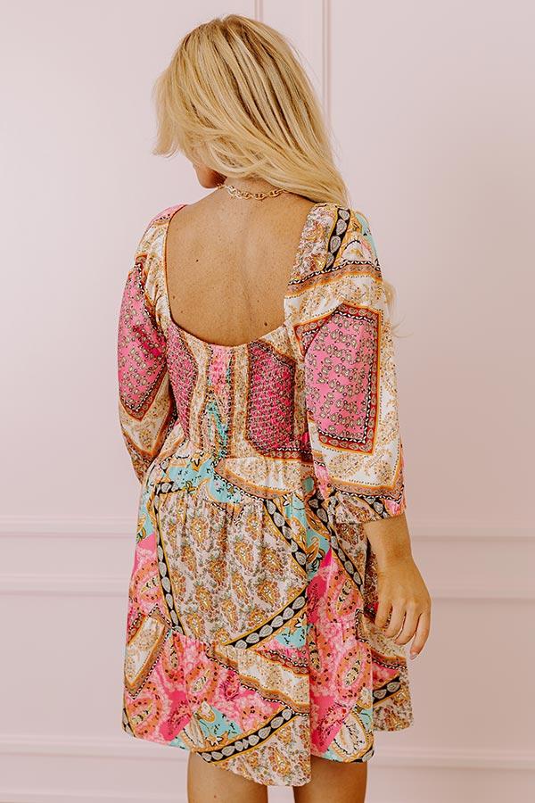 Summer Serenade Satin Babydoll Mini Dress in Pink Curves Product Image