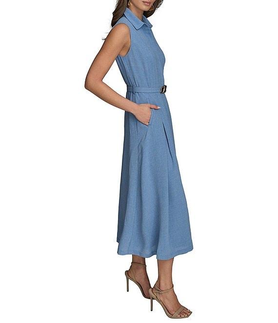 Donna Karan Button Front A-Line Midi Dress Product Image