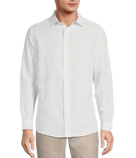 Caribbean Bird of Paradise Jacquard Linen Blend Long Sleeve Woven Shirt Product Image