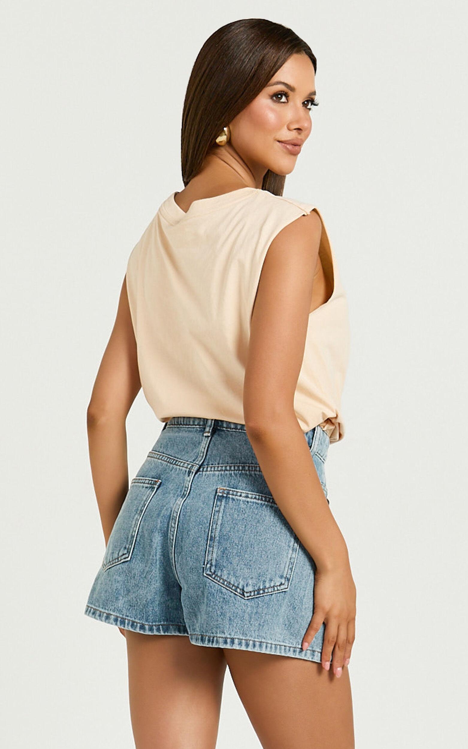 Gia Tee - High Neck Tshirt in Nude Product Image