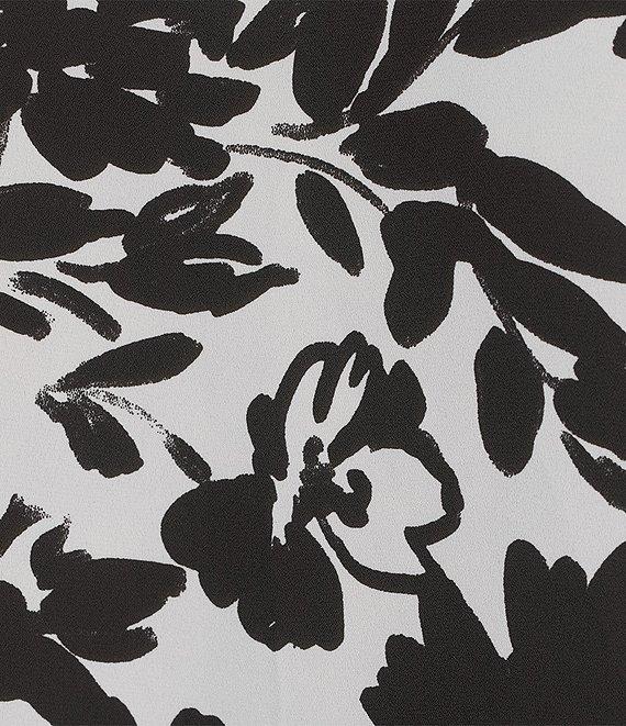 Slim Factor By Investments Plus Size Ink Stroke Print Kara Boat Neck 3/4 Tiered Sleeve Top Product Image