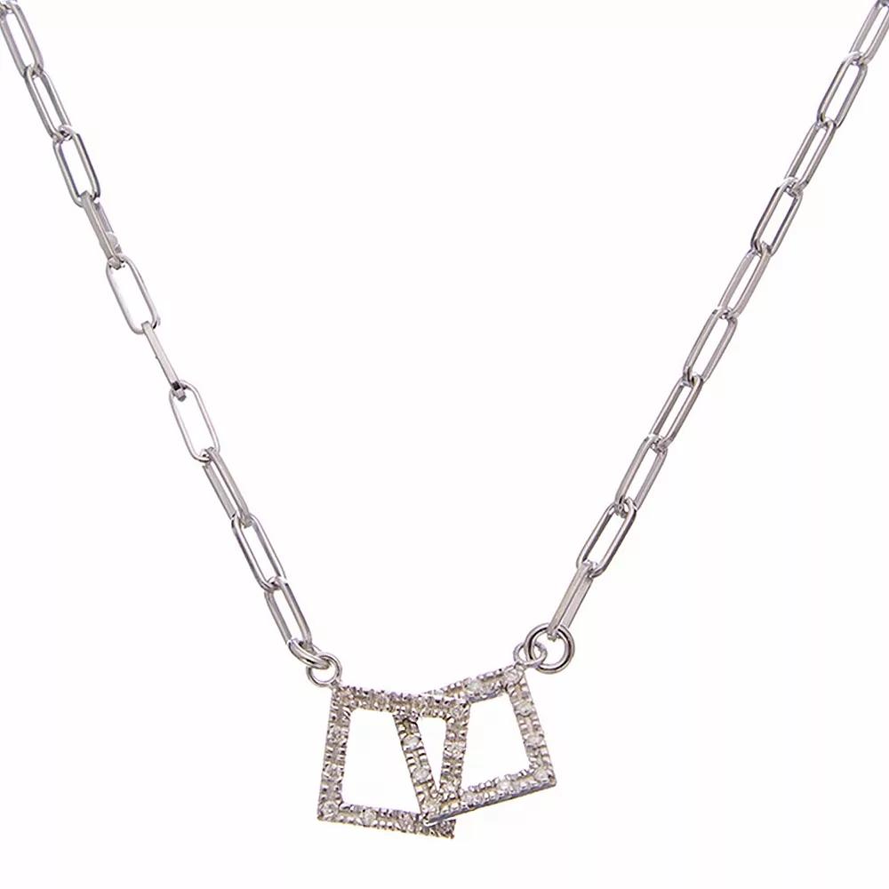 Meshmerise Sterling Silver 1/6 Carat T.W. Diamond Double Squares Necklace, Women's, Size: 16-18" ADJ, Silver Tone Product Image