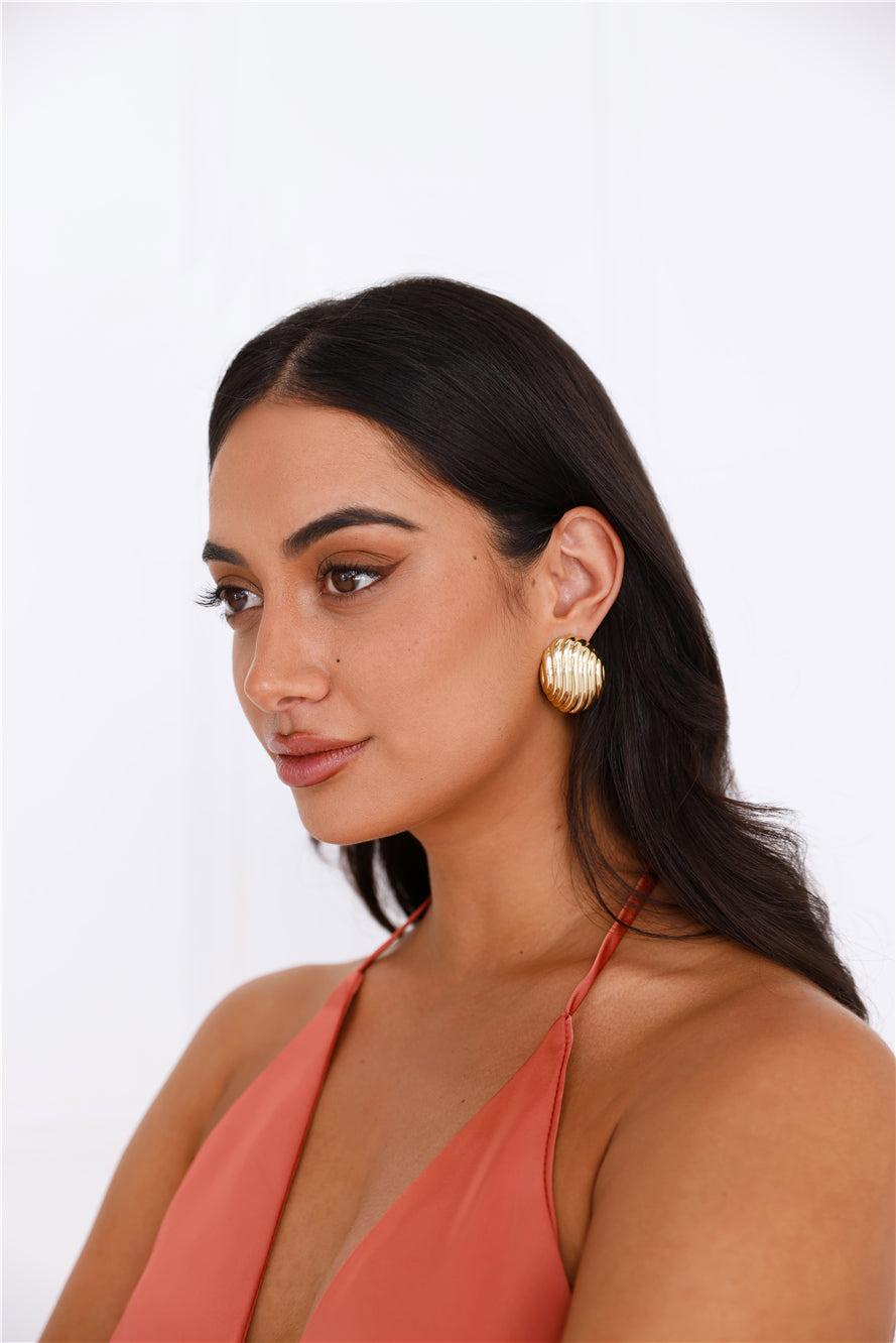 18k Gold Plated She's Golden Earrings Gold Product Image