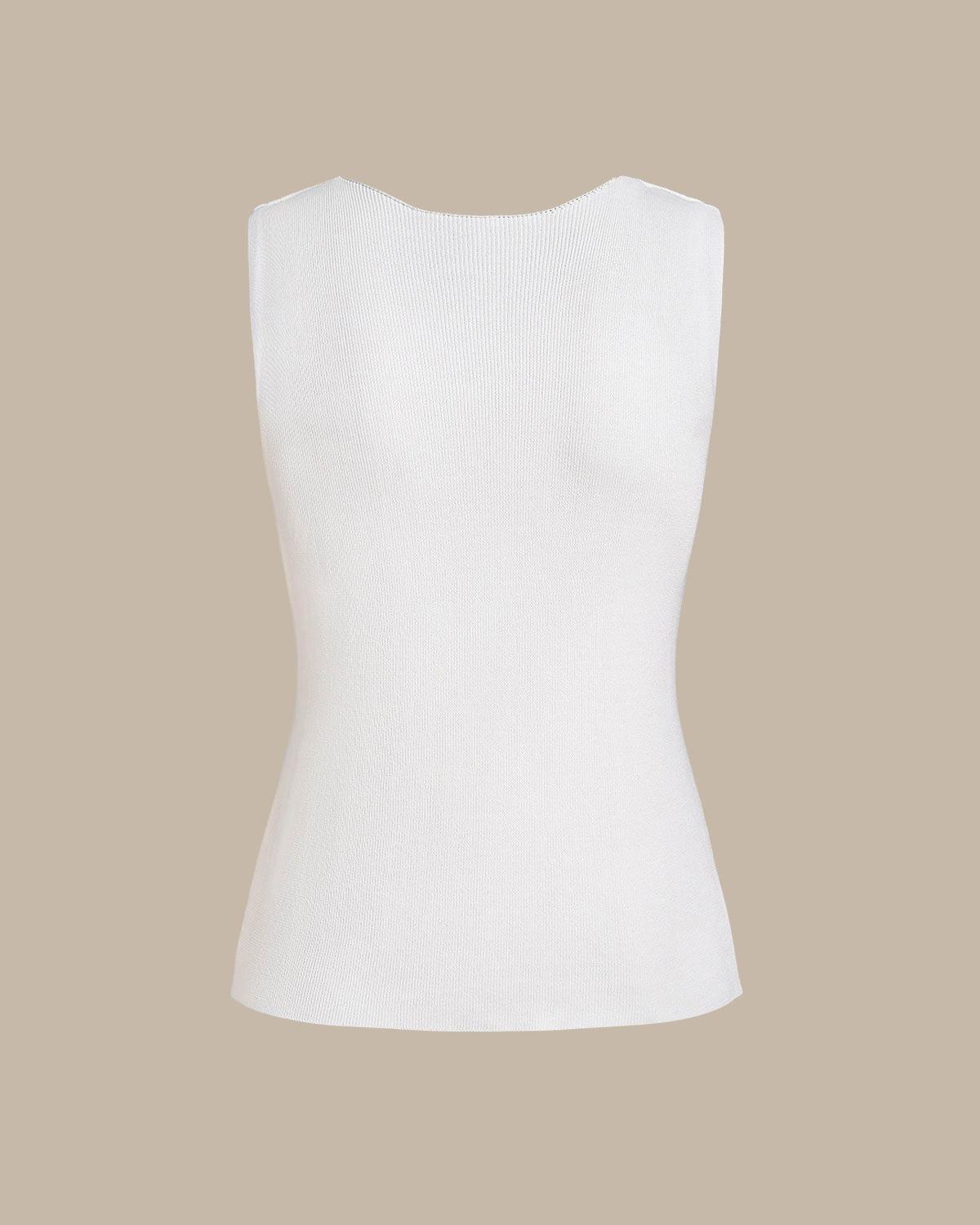 White V Neck Slim Tank Top Product Image