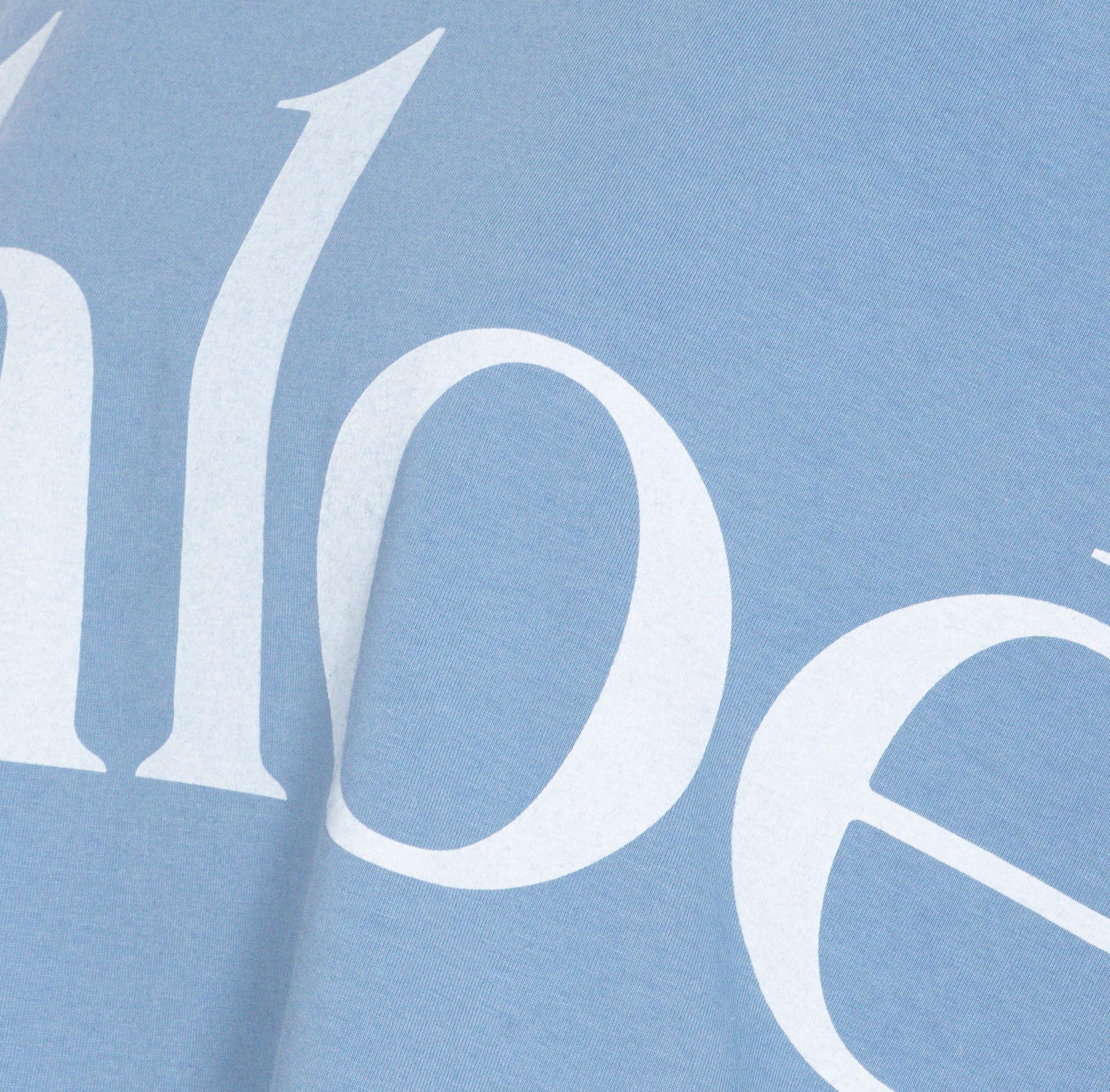 CHLOÉ Women Light Blue Jersey Cropped Logo T-shirt Product Image