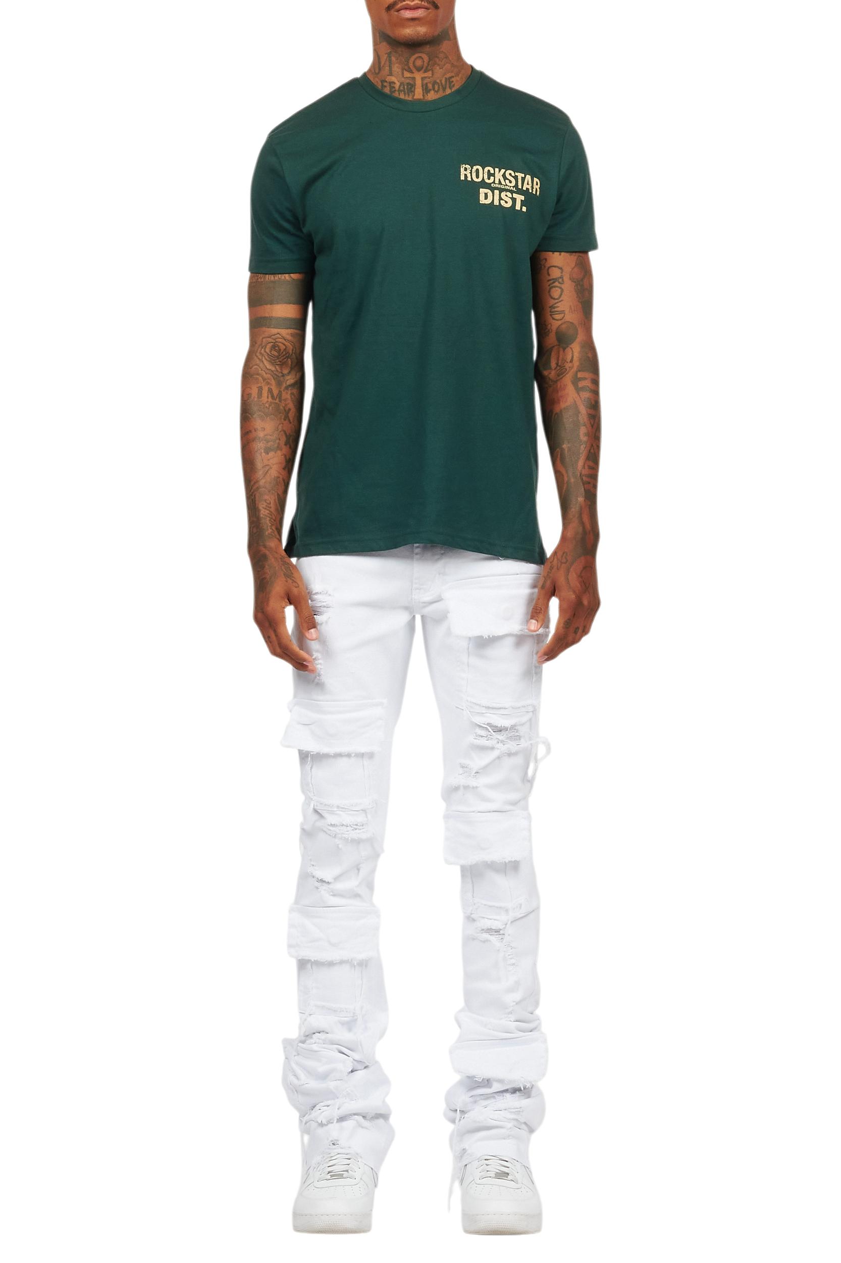 Pooja White Super Stacked Flare Jean Male Product Image