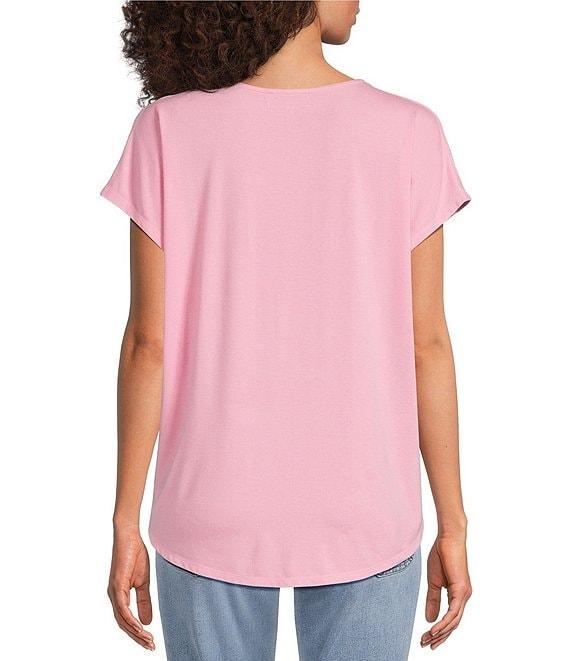 Gibson & Latimer Knit V-Neck Dropped Short Sleeve Shell Shirttail Tee Shirt Product Image