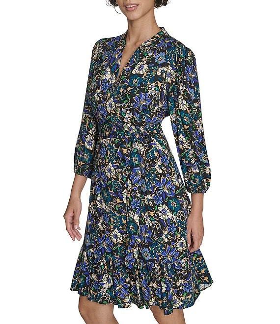 Jessica Howard Floral Print Balloon Sleeve Dress Product Image