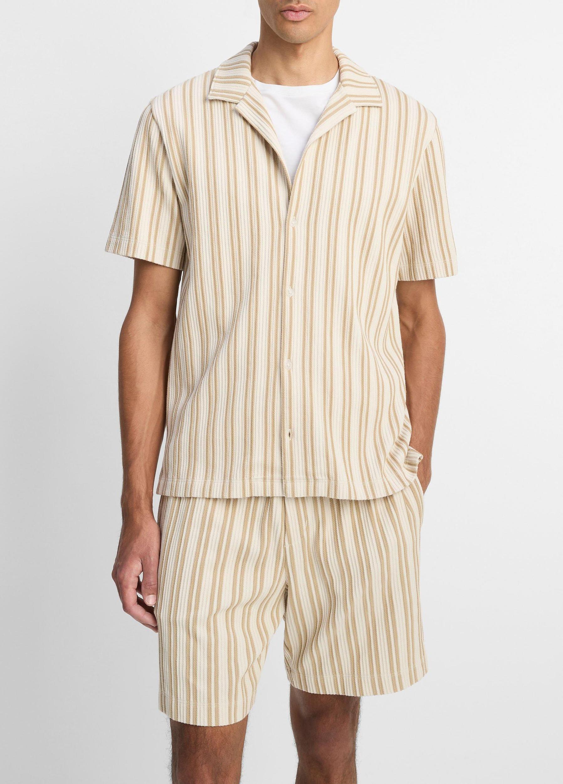 Jacquard-Stripe Cotton-Blend Button-Front Shirt Product Image