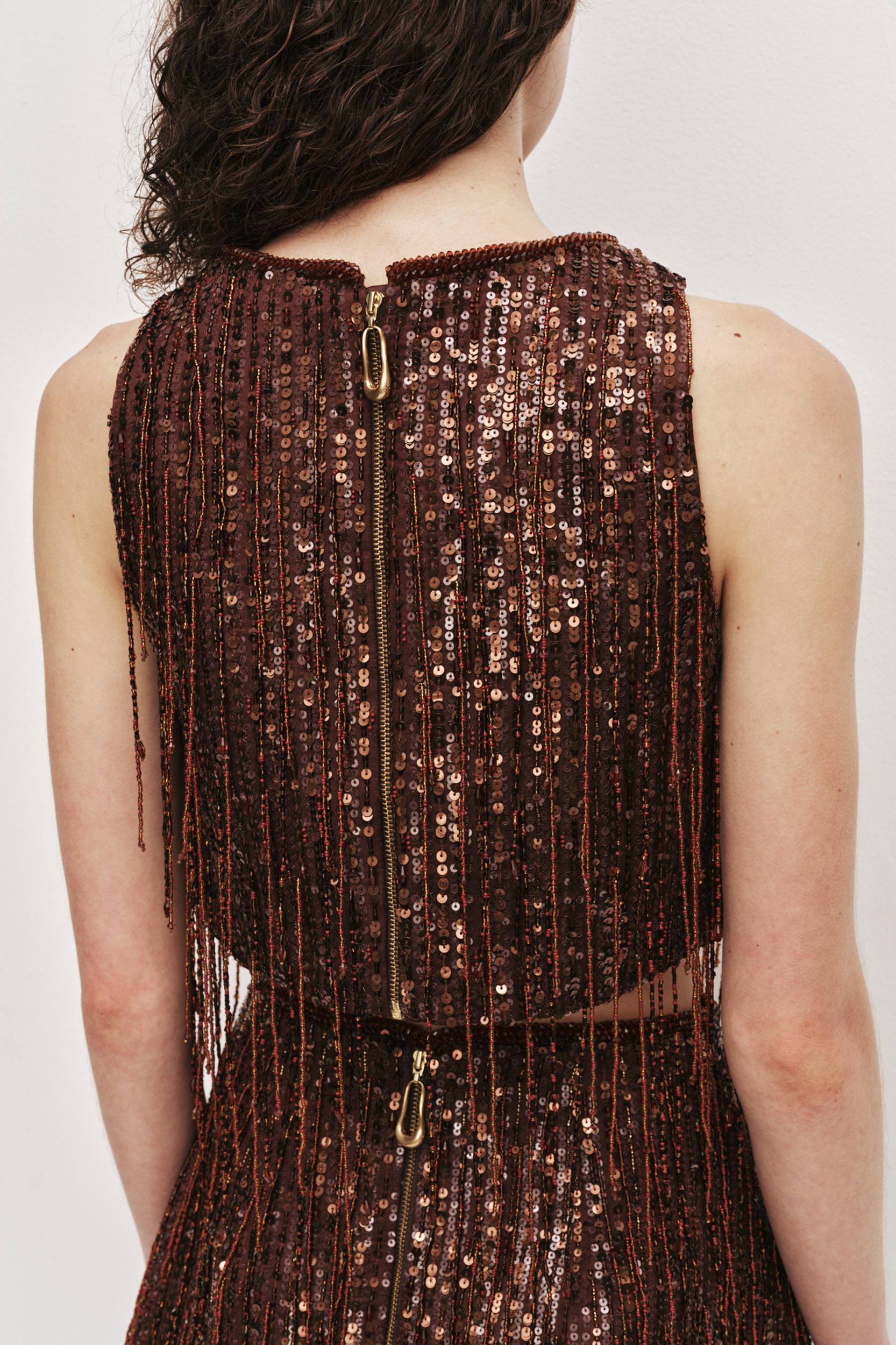 Aire Sequin Top-MAHOGANY / 4 Product Image