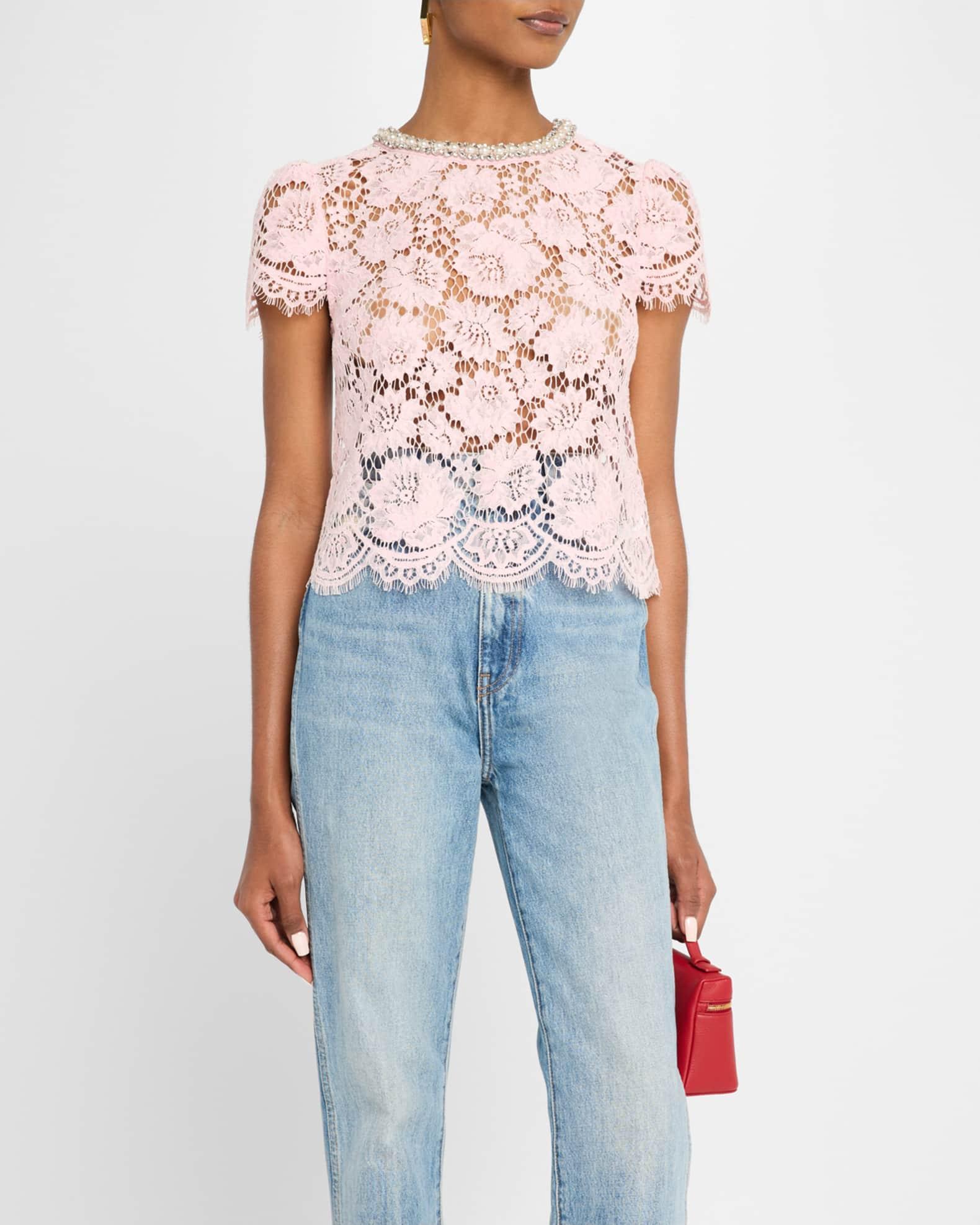 Embellished Sheer Lace Top Product Image