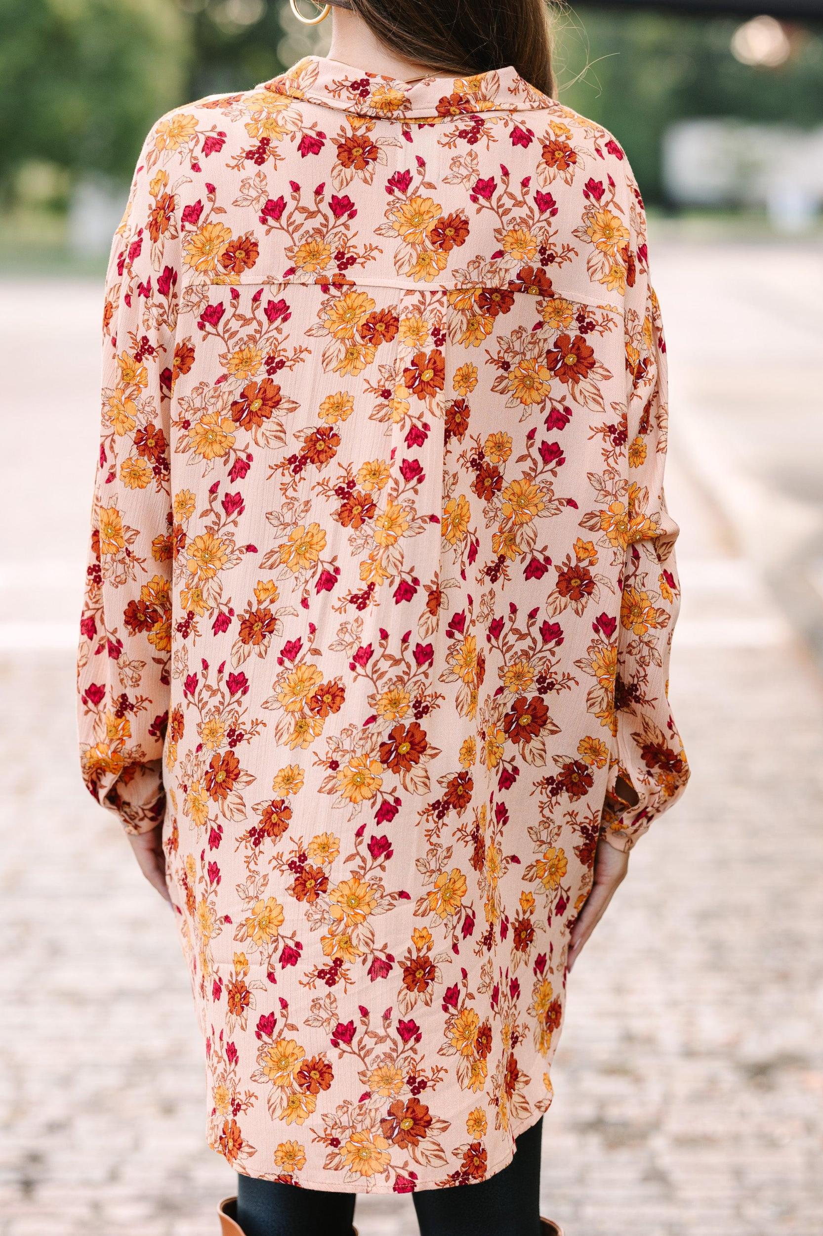Taking Care Of You Peach Pink Floral Tunic Female Product Image