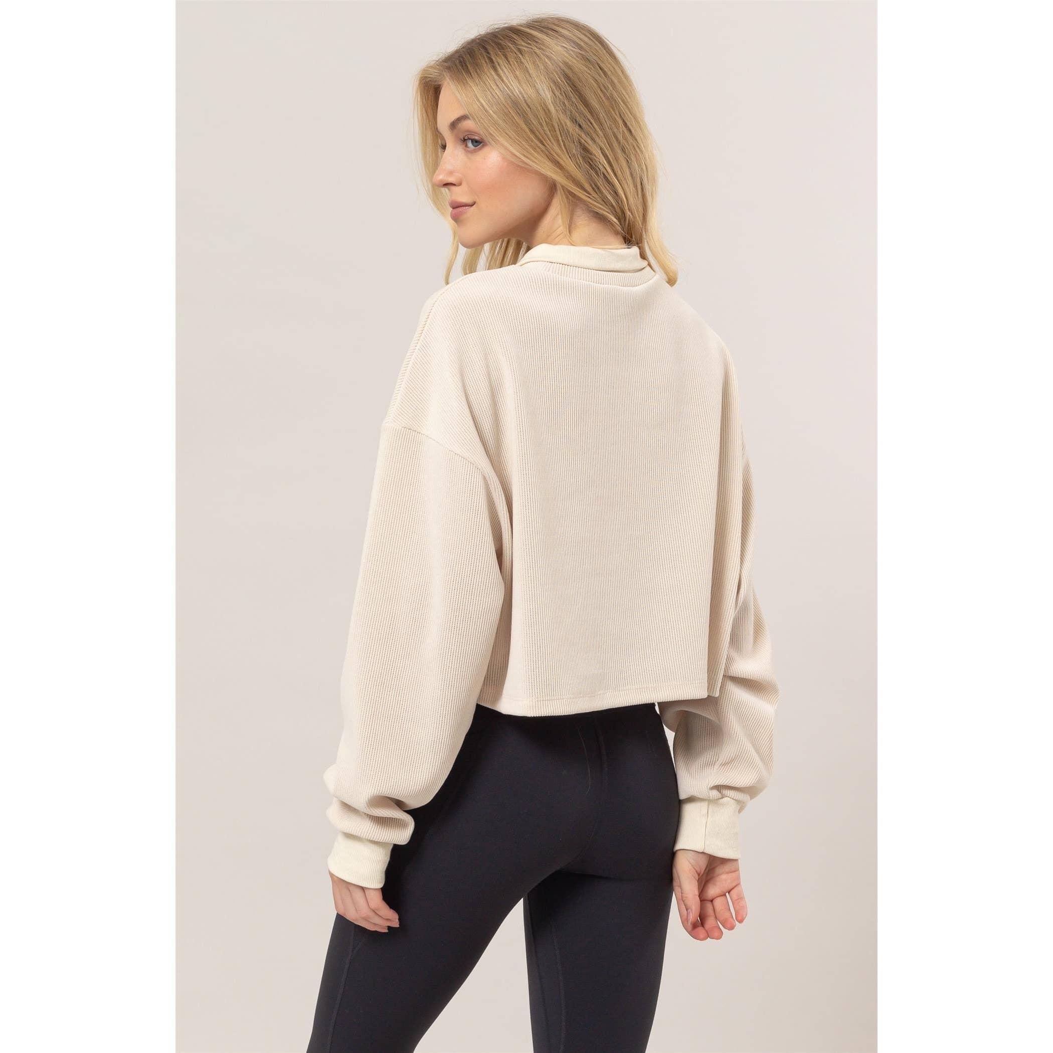 Collared Rib Knit Top Product Image
