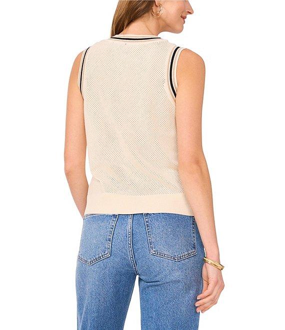Vince Camuto Knit Sleeveless Sweater Mesh Tank Product Image