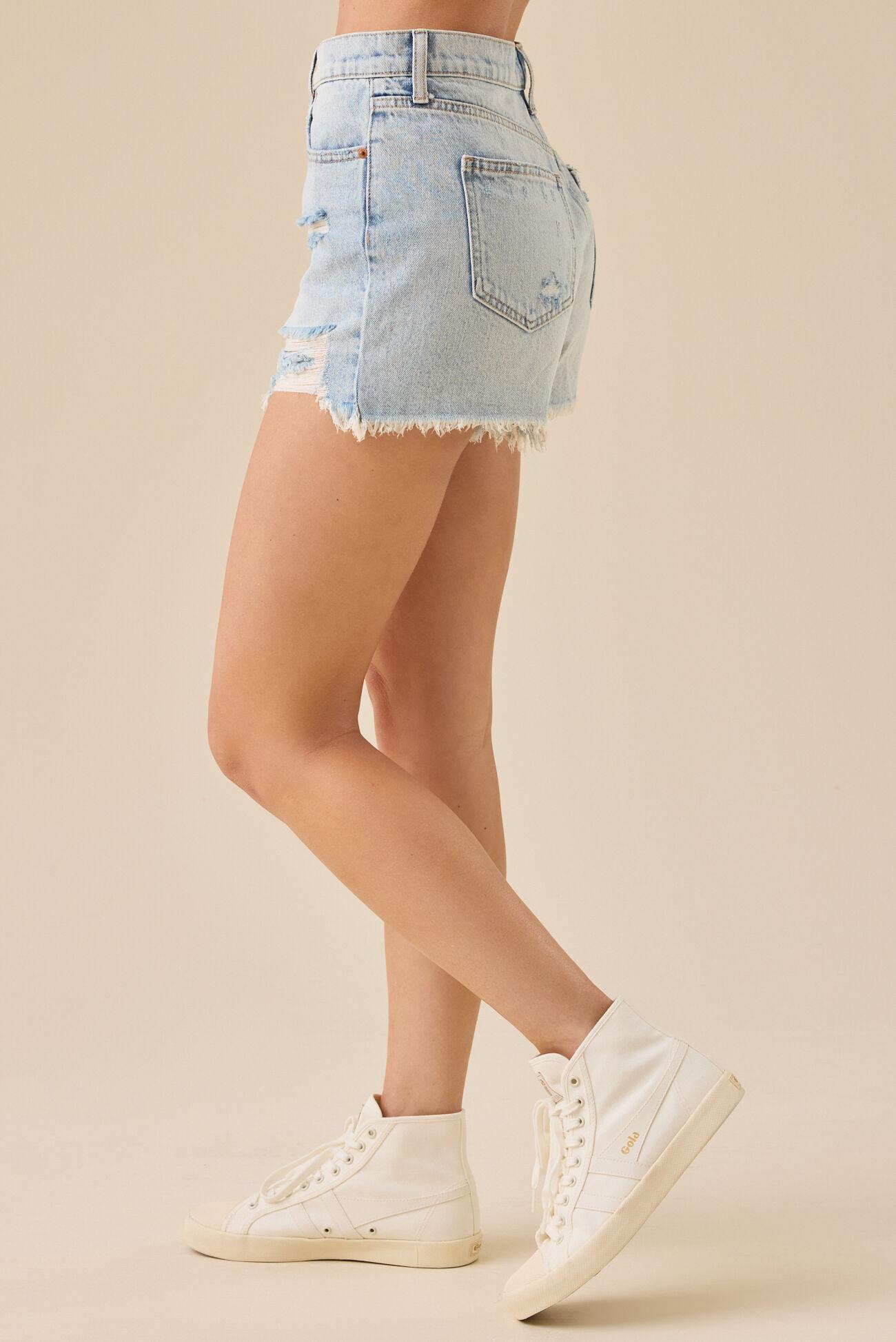 Paisley High Rise Denim Shorts Product Image
