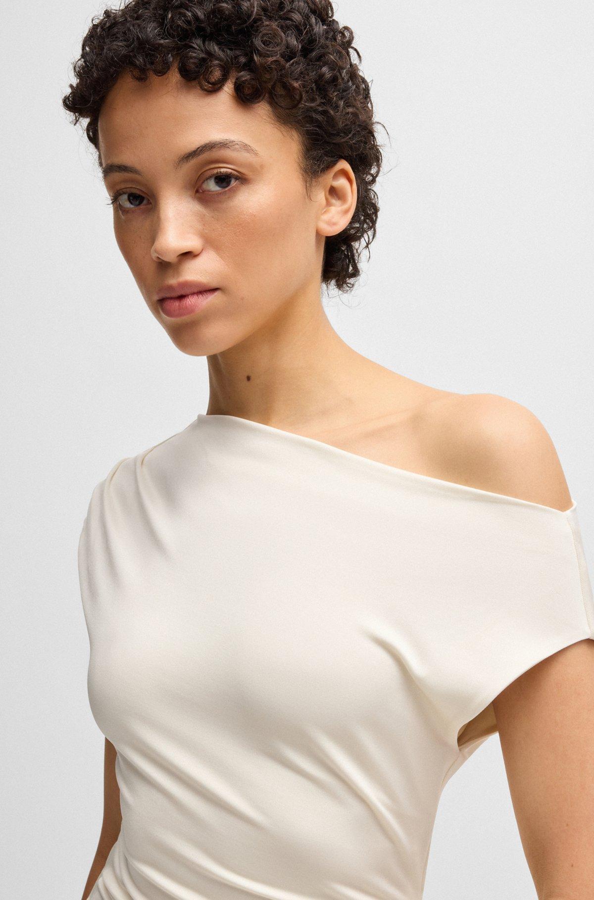 Stretch-jersey dress with off-the-shoulder neckline Product Image