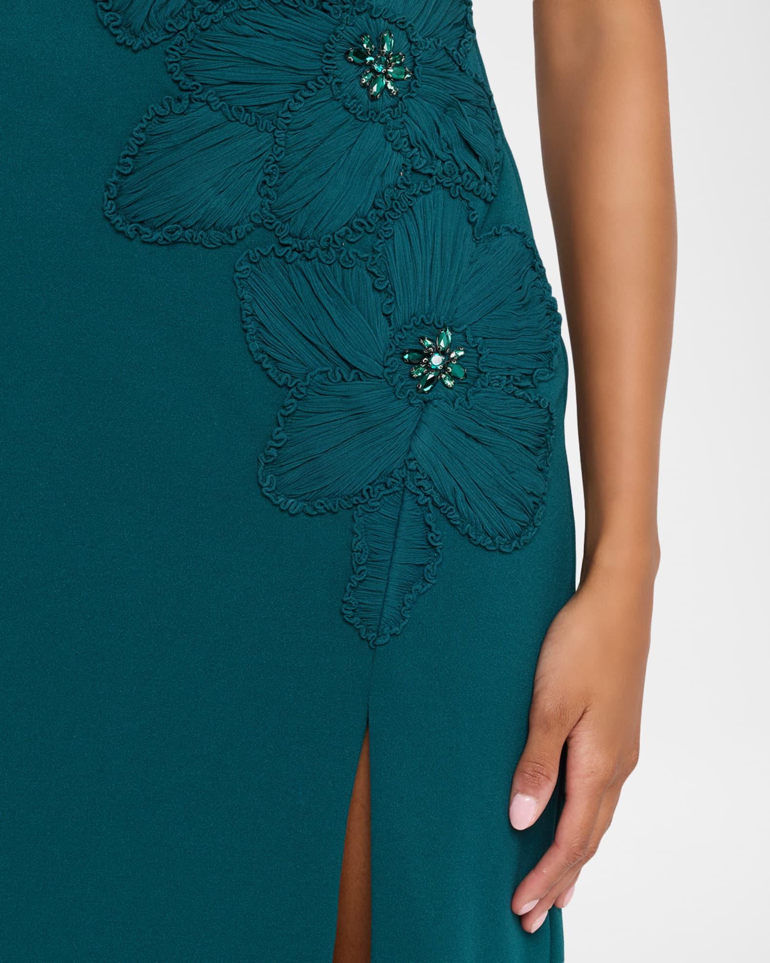 Off-Shoulder Applique Crepe Midi Dress Product Image