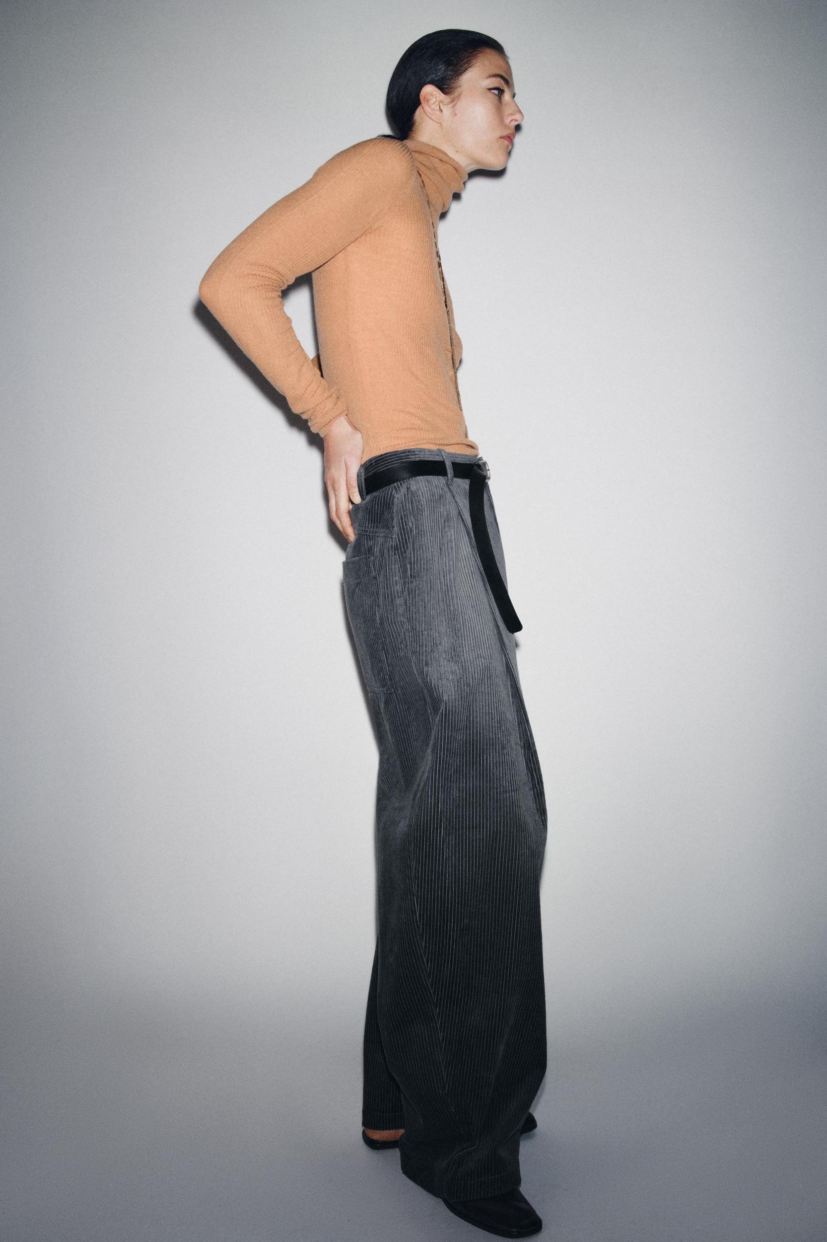 CORDUROY PLEATED PANTS ZW COLLECTION Product Image