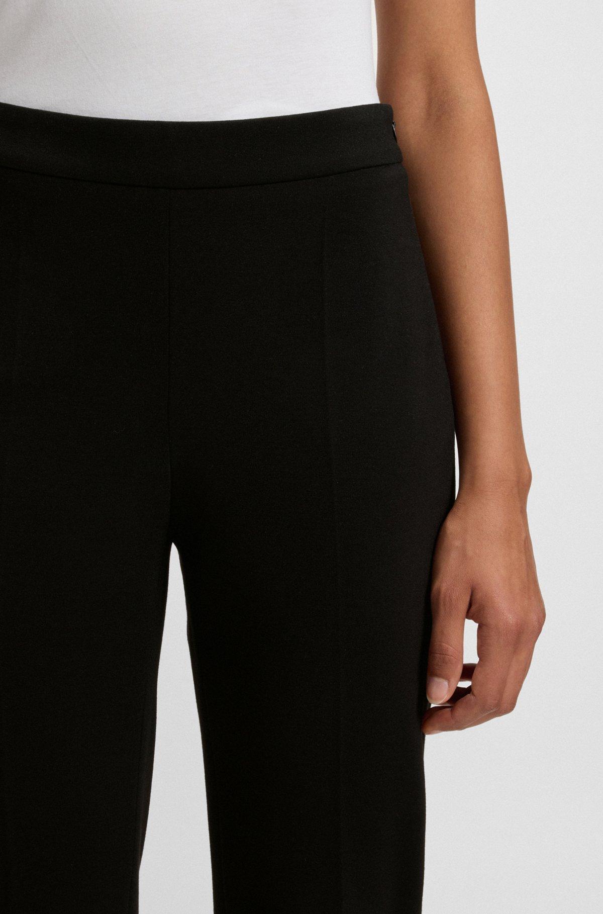 BOSS - Regular-fit trousers in stretch fabric with tapered leg - Black Product Image