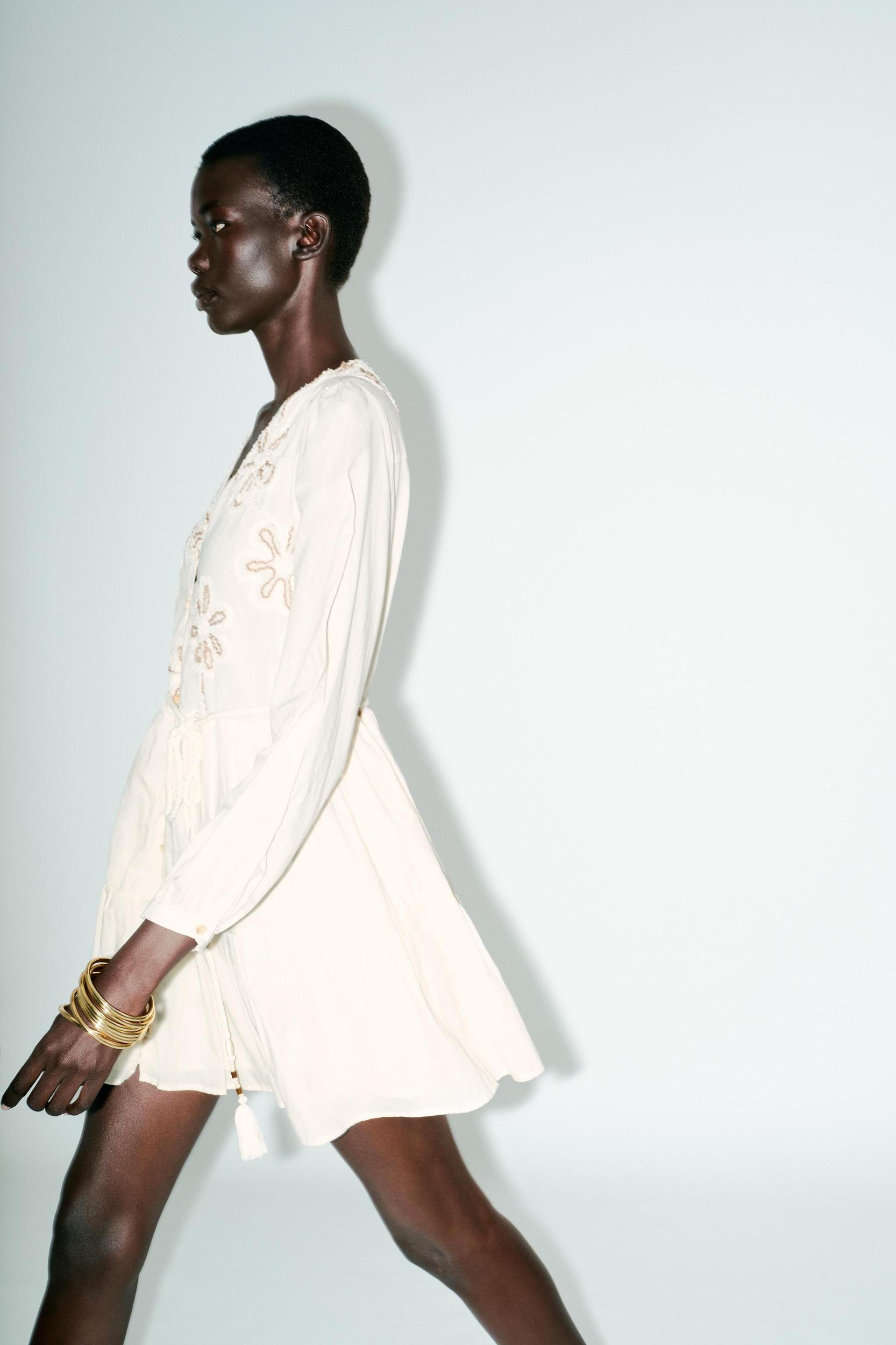 EMBROIDERED TEXTURED DRESS Product Image