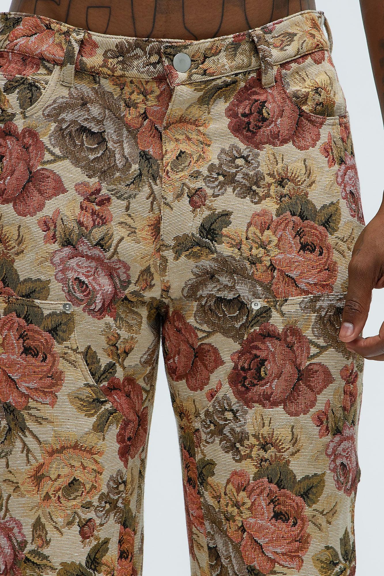 Bellevue Flared Tapestry Carpenter Pants - Taupe/combo Product Image