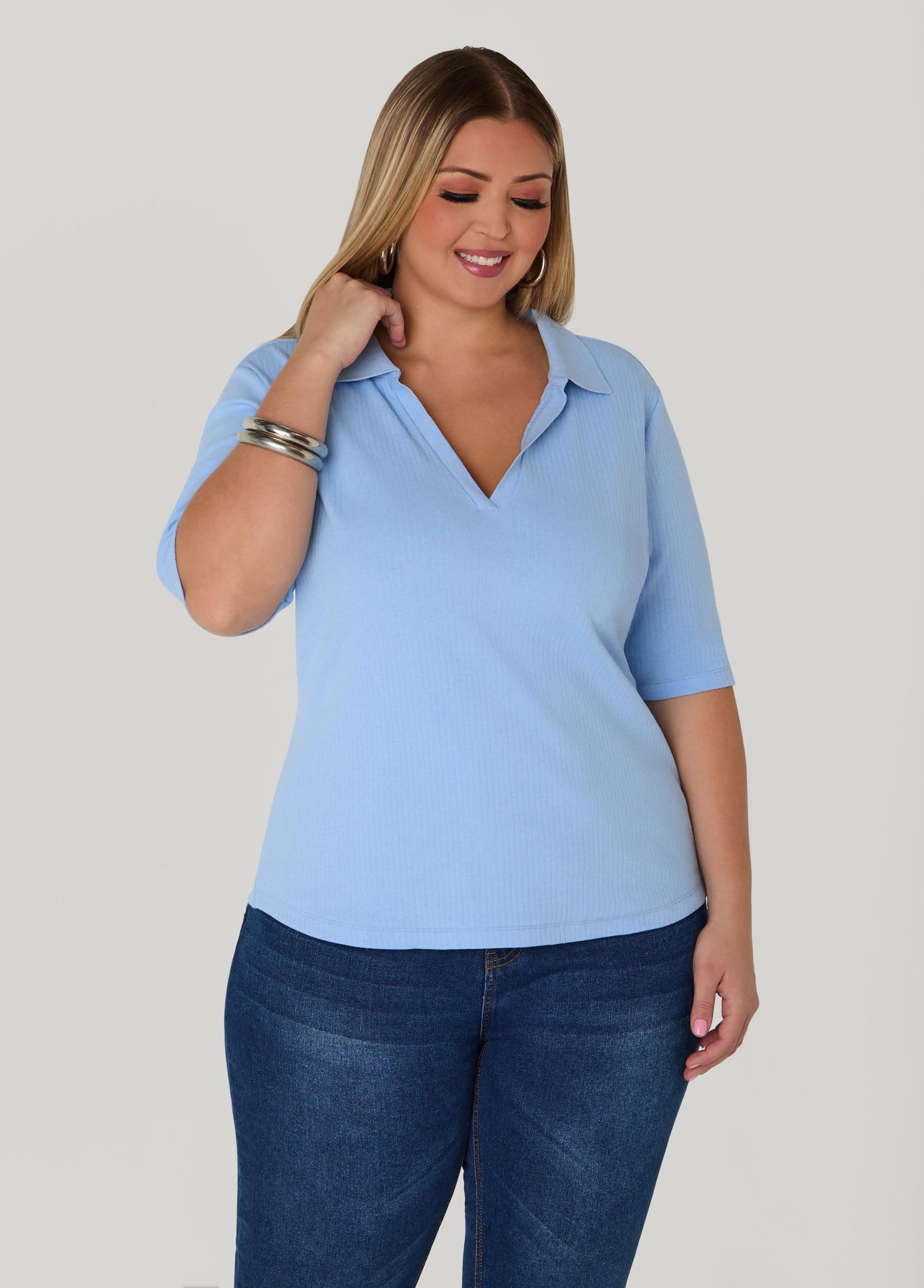 V Neck Ribbed Top Product Image