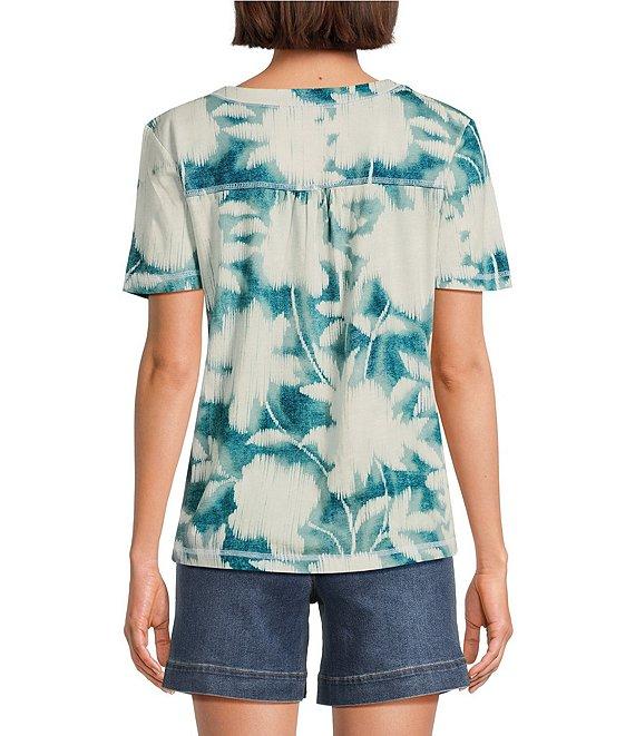 Westbound Enchanted Garden Print Short Sleeve V-Neck Top Product Image