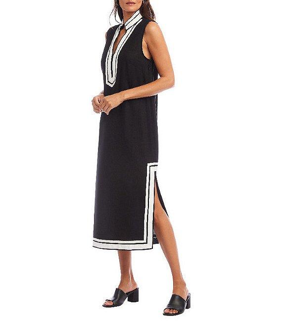 Karen Kane St. Tropez Sleeveless Contrast Trim Midi Dress Product Image