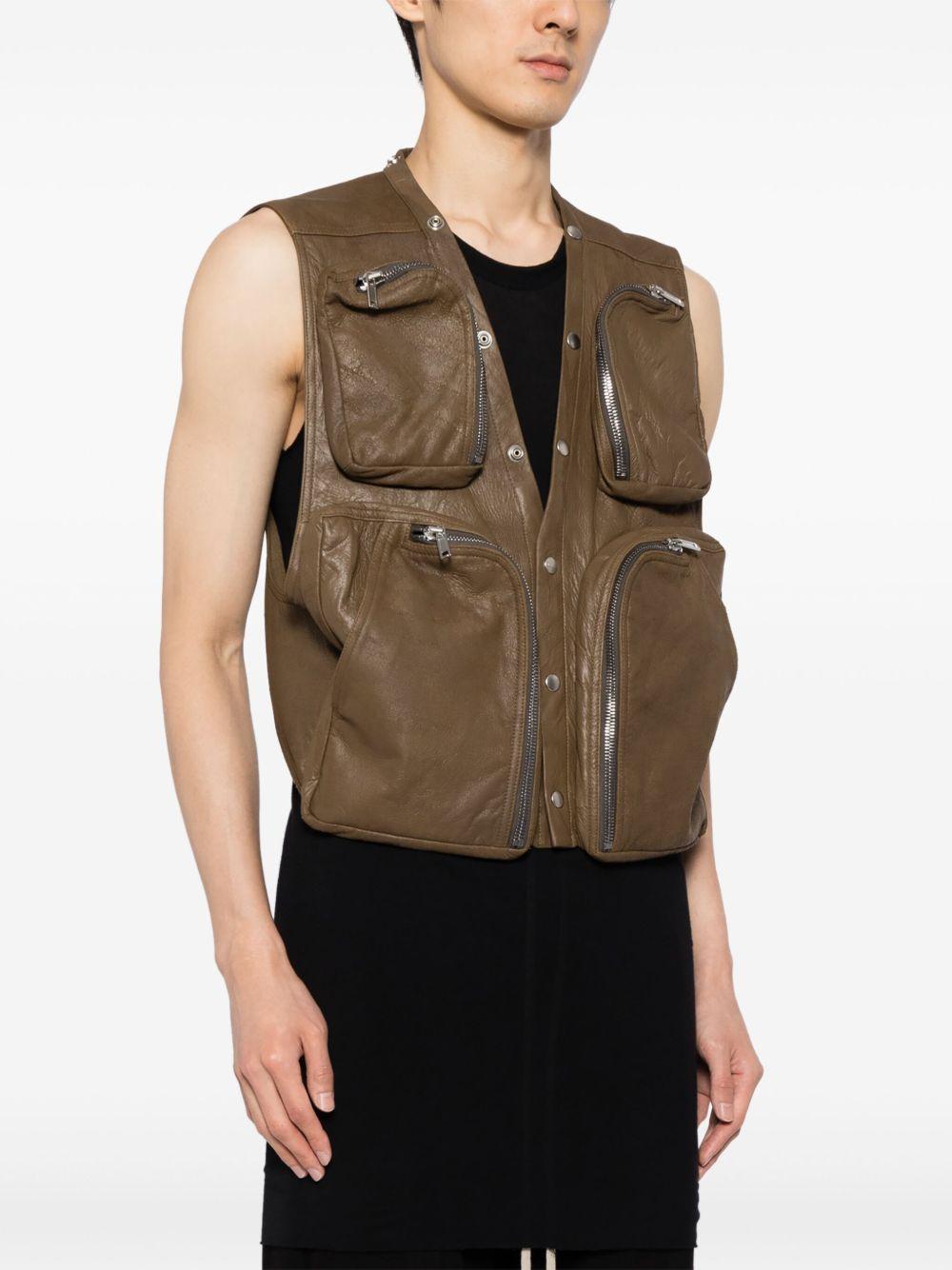 leather V-neck gilet Product Image