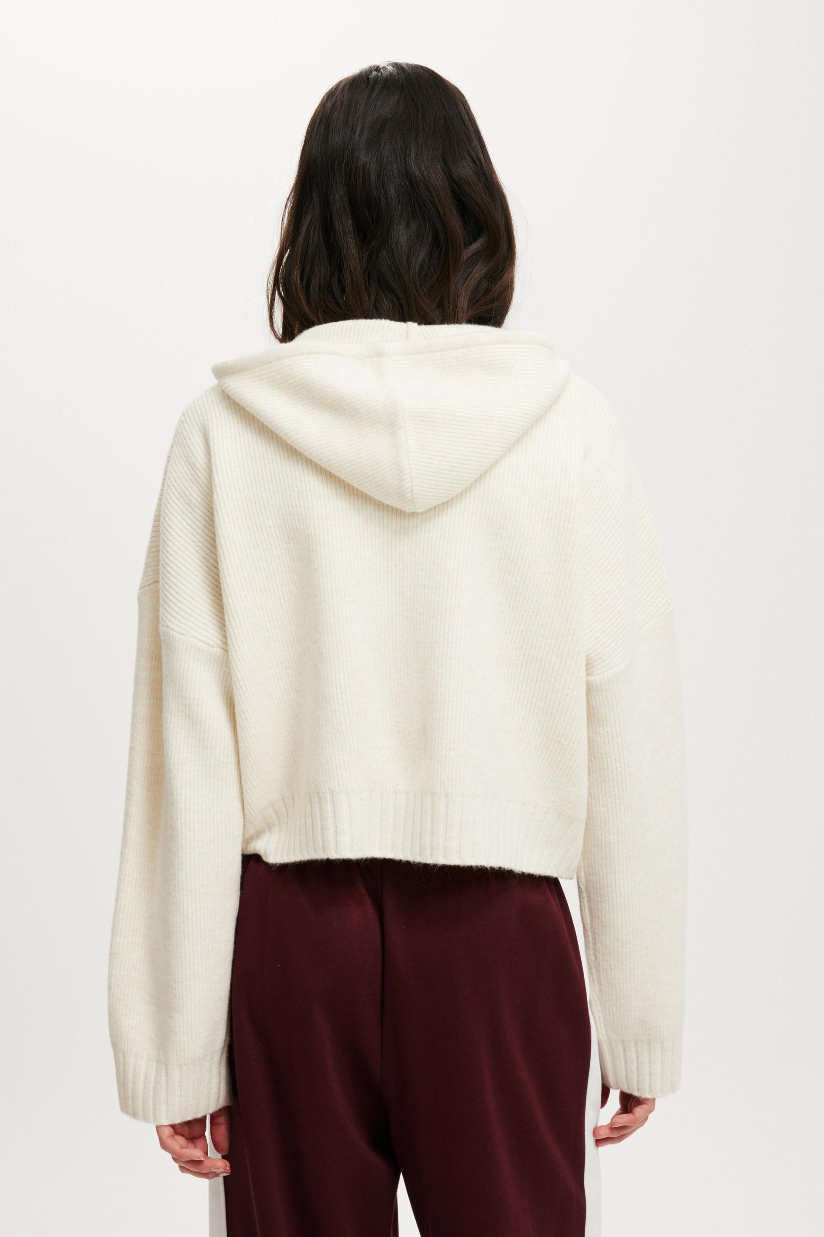 Luxe Cropped Knit Hoodie Product Image