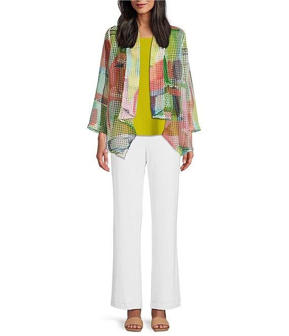 IC Collection Abstract Printed Mesh Shawl Collar Bracelet Sleeve Jacket Product Image