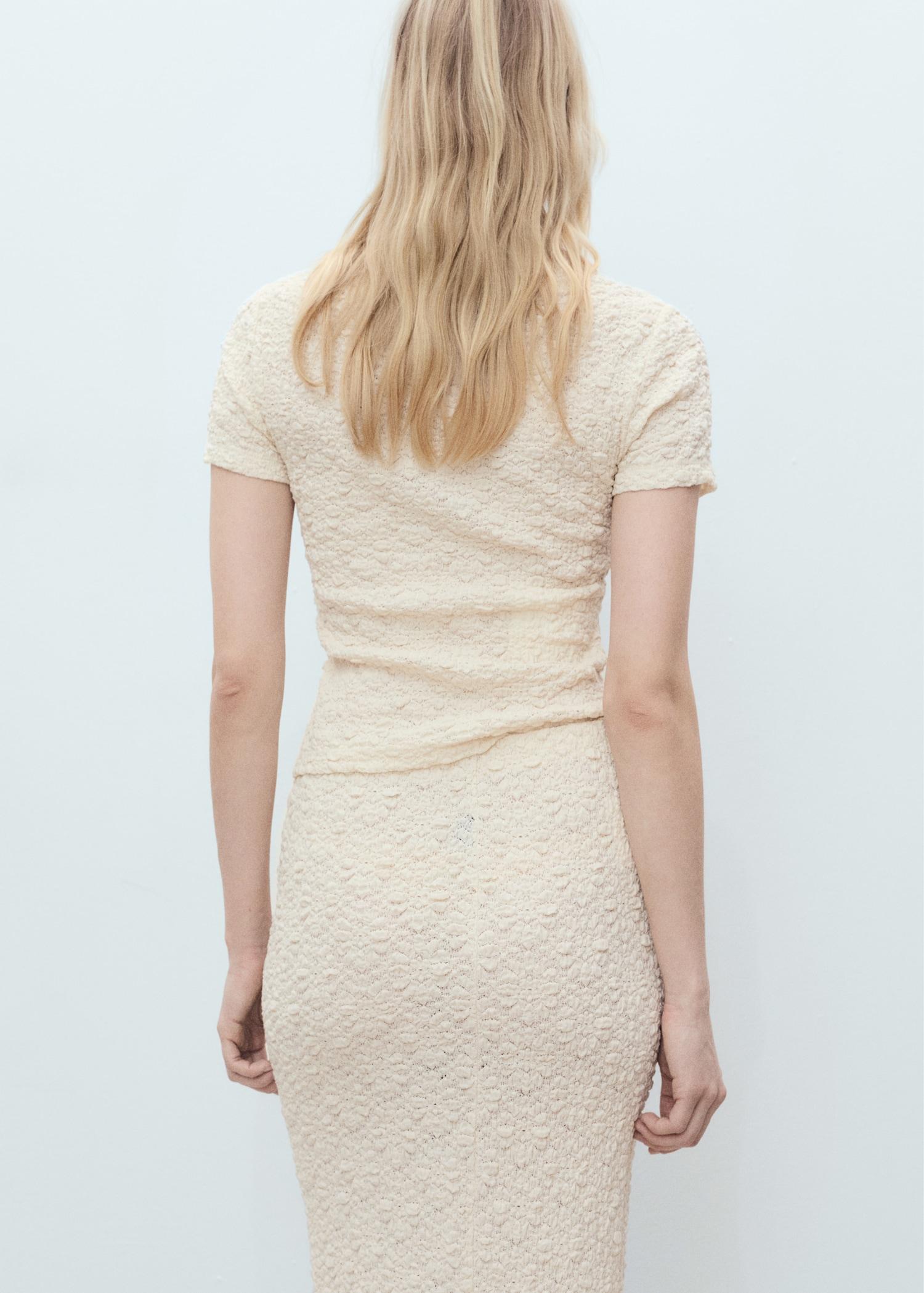 Textured cotton-blend t-shirt - Women | MANGO USA Product Image