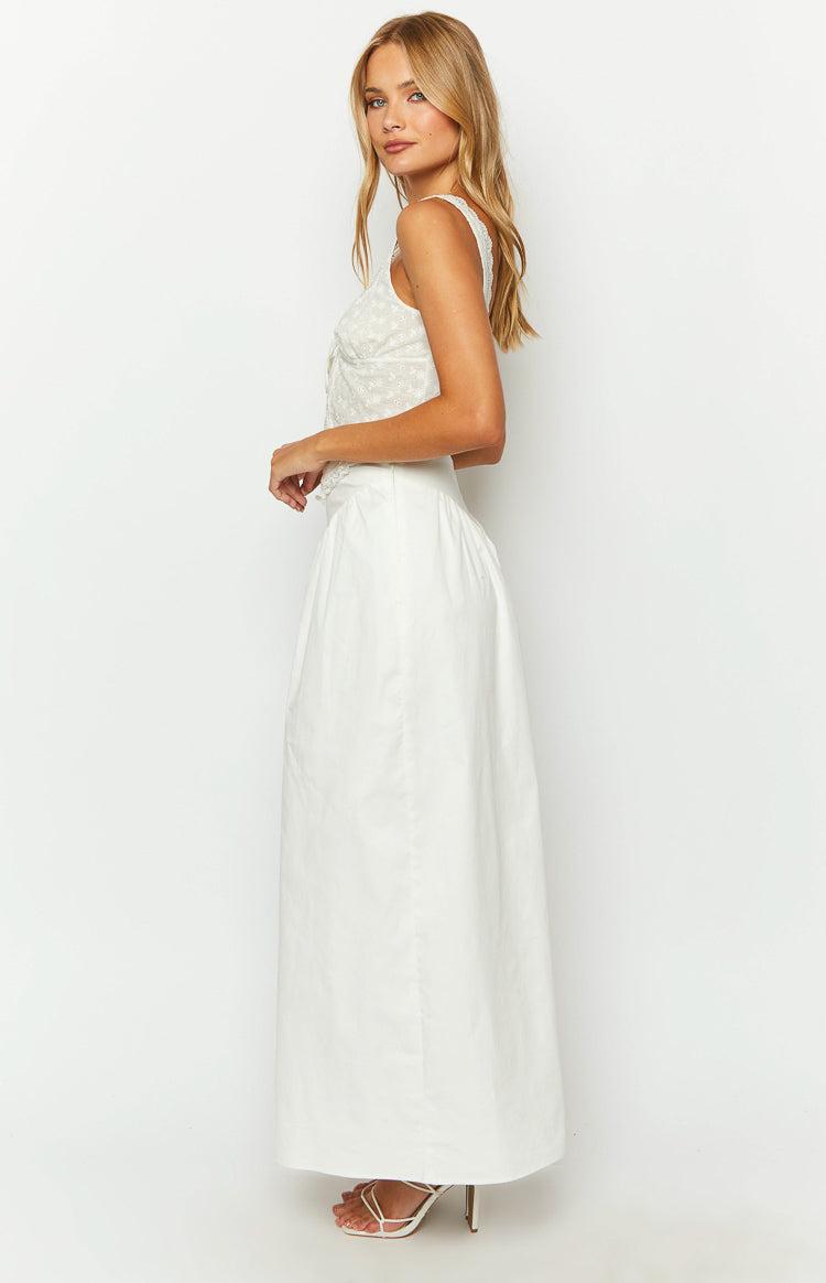 Sweetheart Swirl White Midi Skirt Product Image