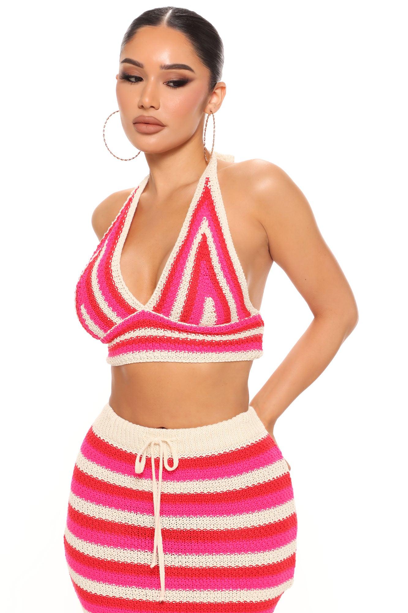 Mariyah Crochet Mini Skirt Set - Red/combo Product Image