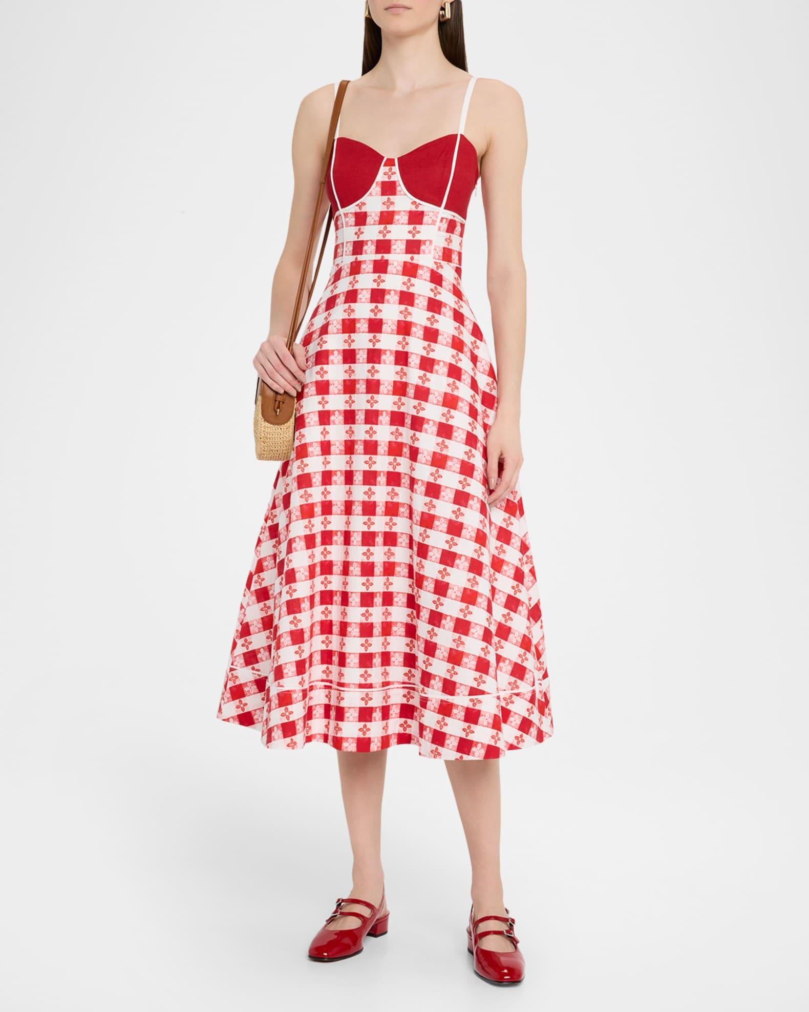 Harper Gingham A-Line Midi Dress Product Image