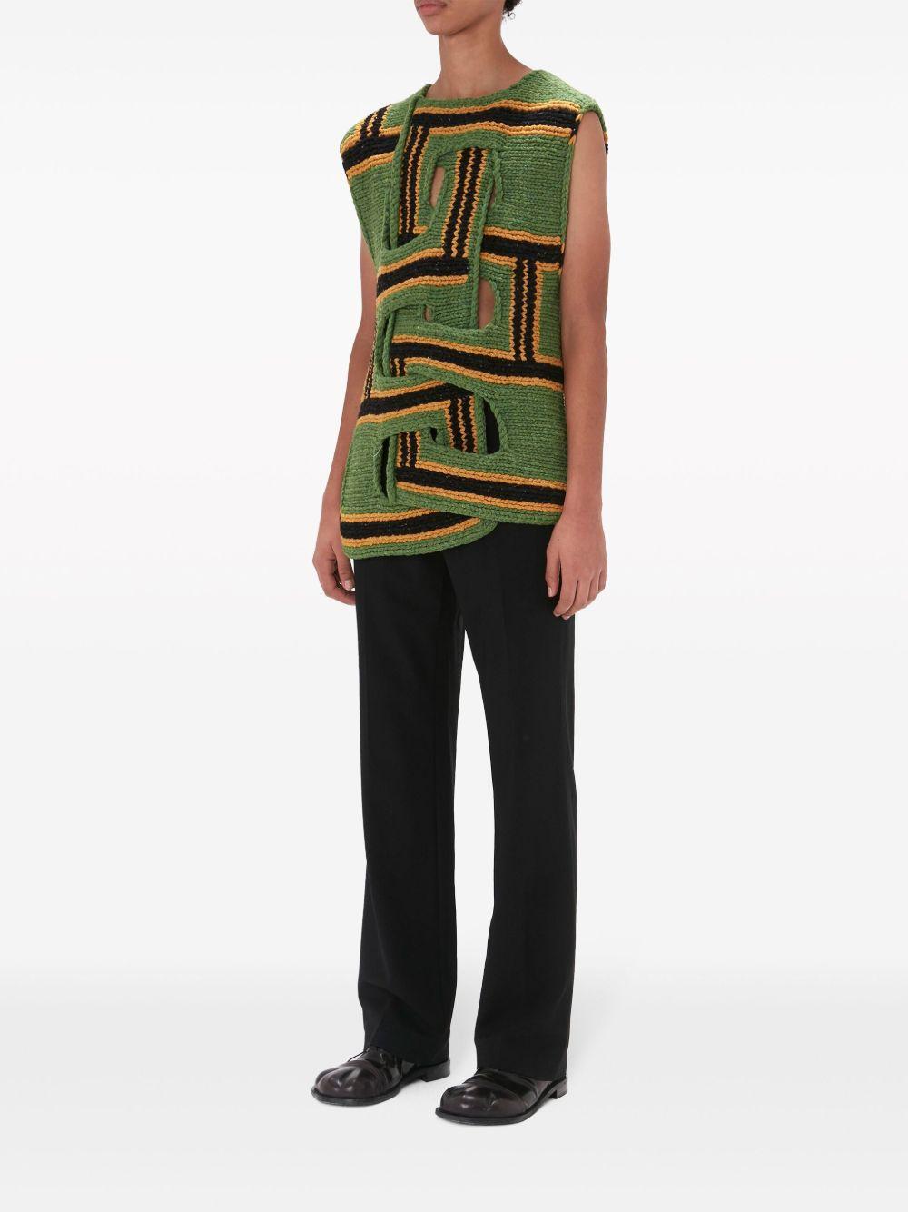 interwoven striped wool vest Product Image